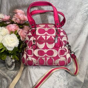 Coach Vintage Poppy Fuchsia and khaki 2 Way Bag